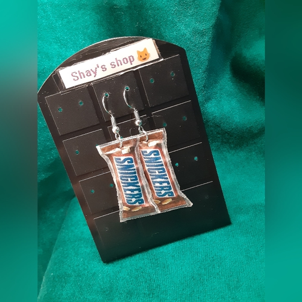Snickers candy bar earrings